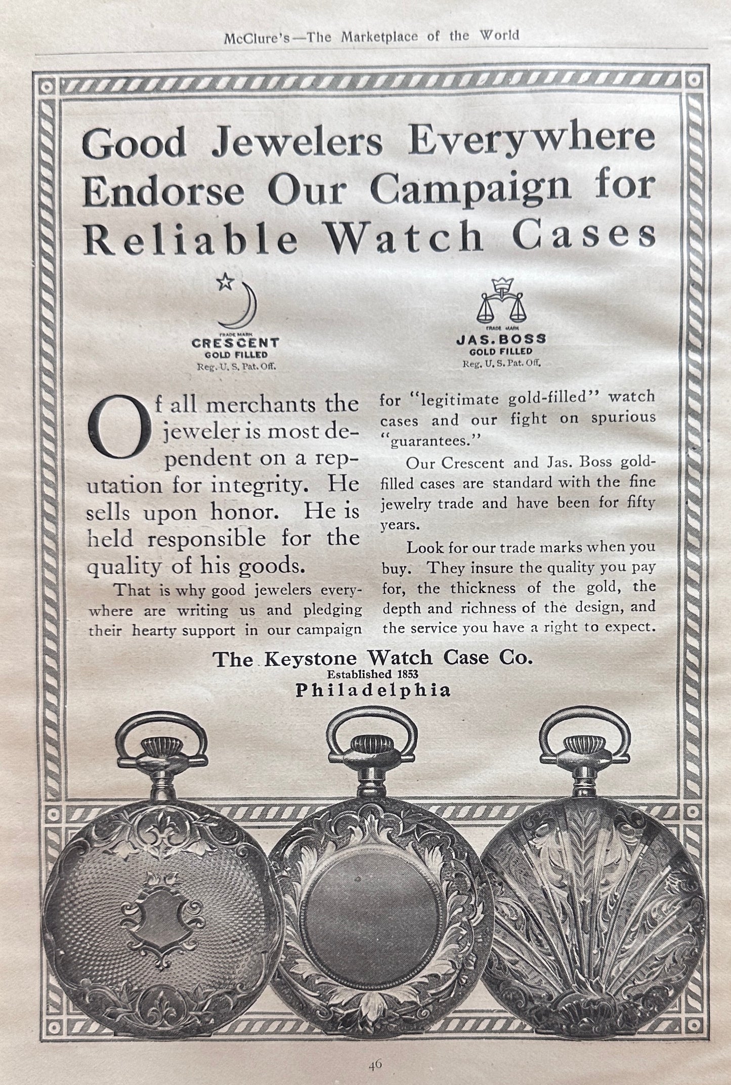 1911 Keystone Reliable Watch Case Ad #N1406