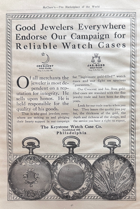 1911 Keystone Reliable Watch Case Ad #N1406