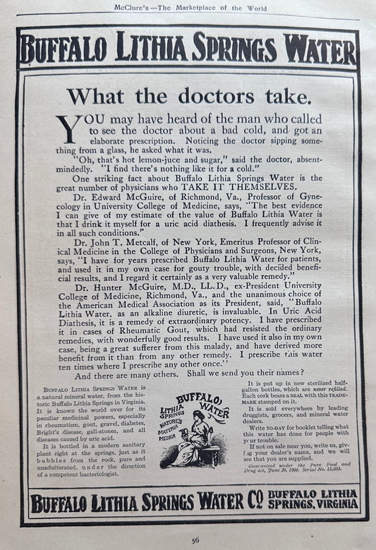 1911 Dual Sided Advertisement Page - Buffalo Lithia Water & Oliver Typewriter AD#N1398