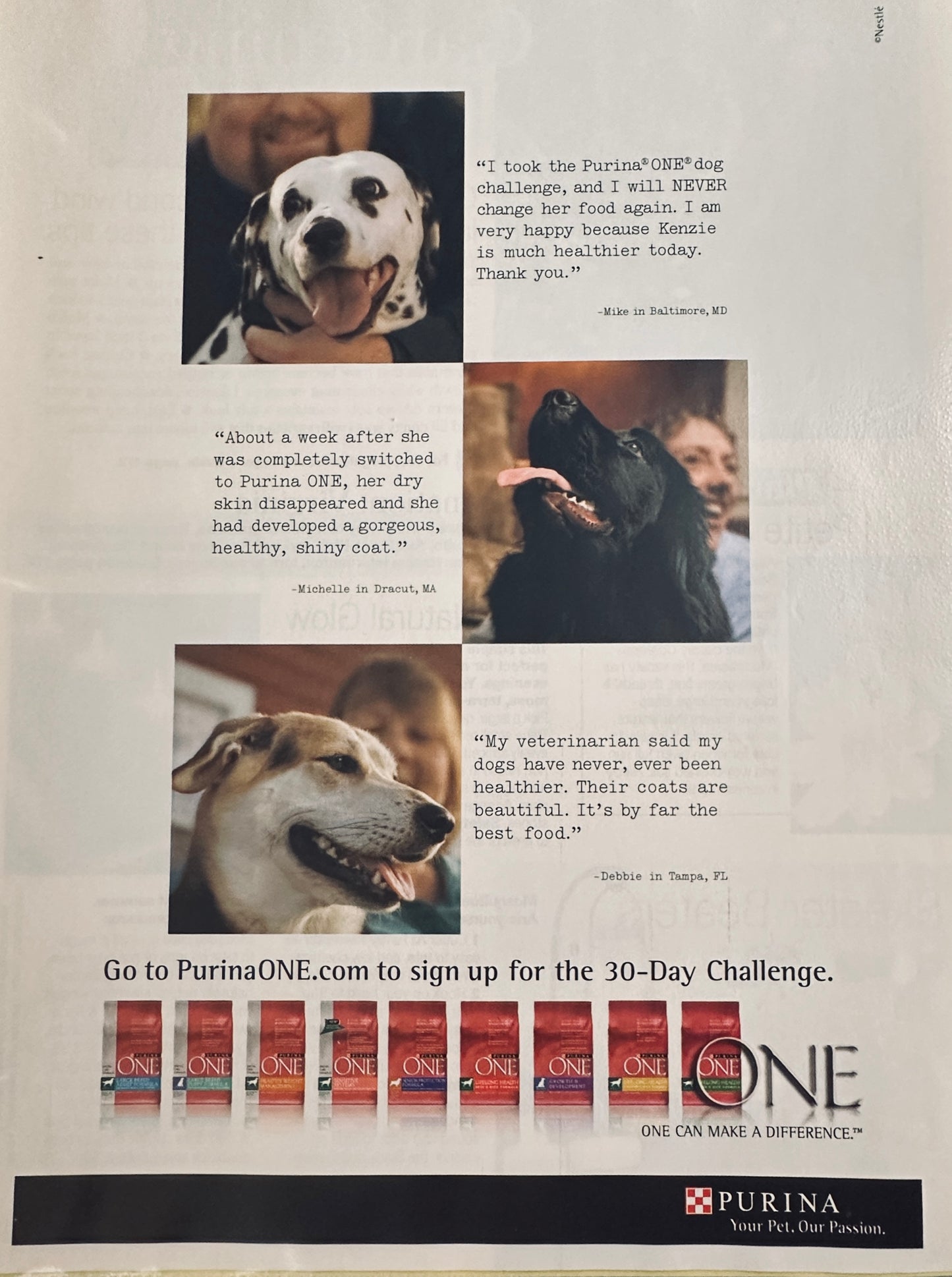 2004 Purina One Dog Food Magazine Advertisement - For Healthier Pets