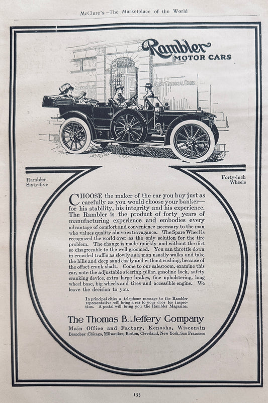 1911 Rambler Sixty-Five Motor Car & Glenwood Range Ad #N1388