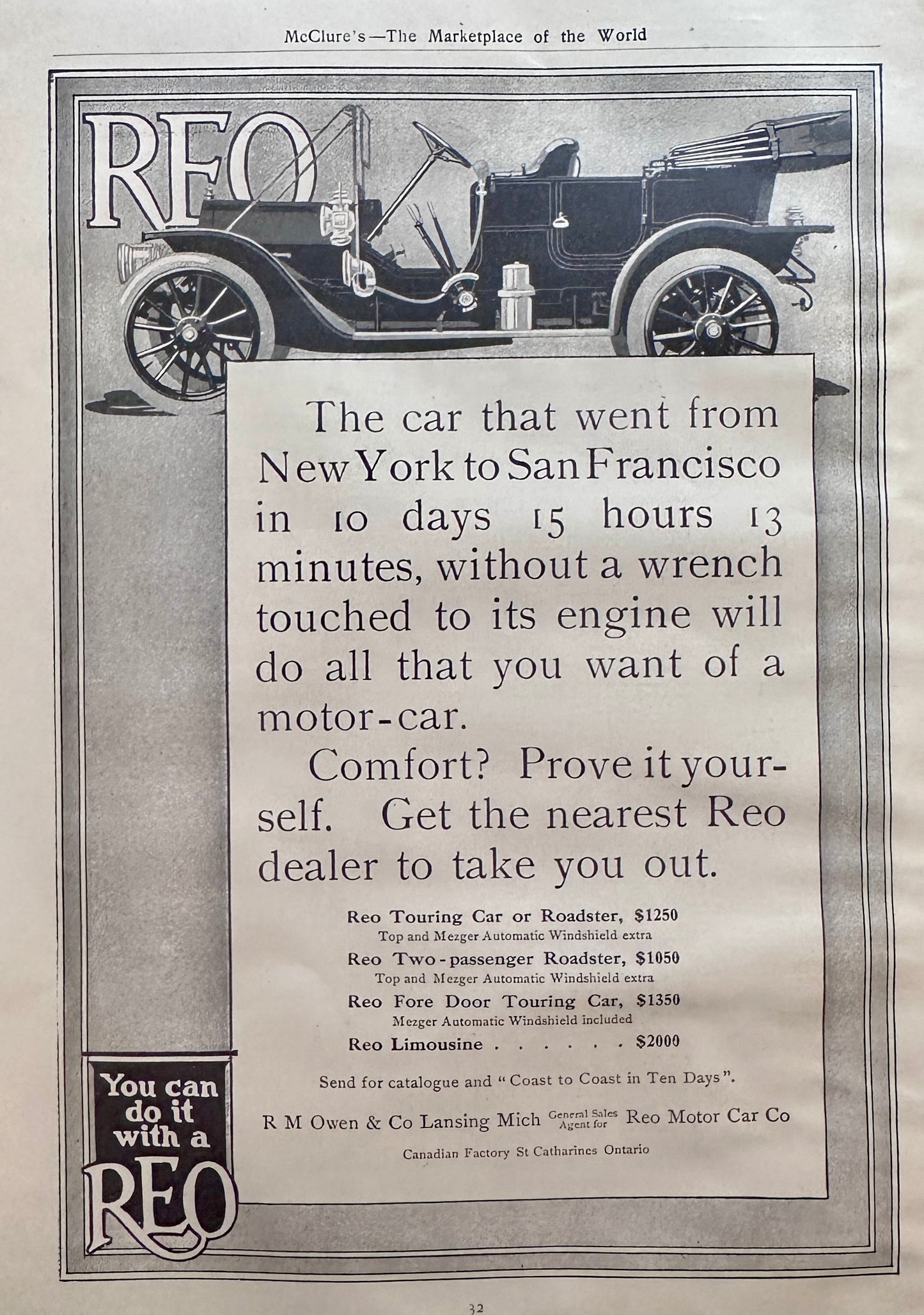 1911 Dual Sided Magazine Advertisements REO Motor Car & Victor-Victrola Ad #N1384