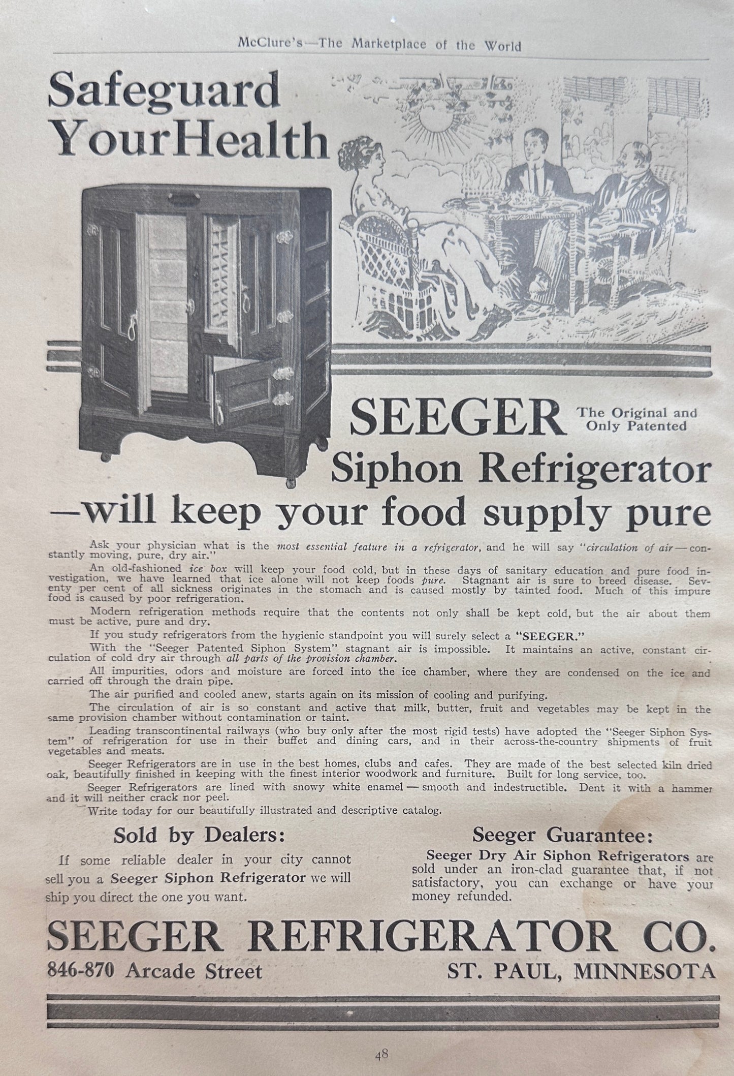 1911 Vintage Jell-O and Seeger Siphon Refrigerator Ads #N1381