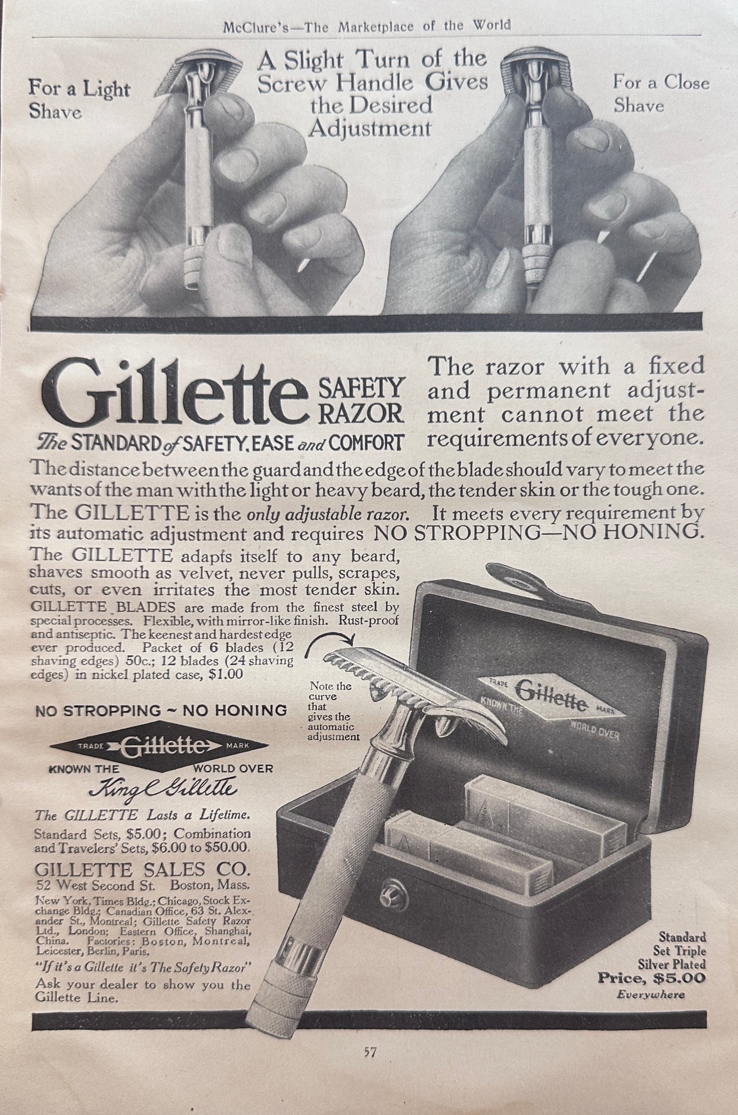 1911 Gillette Safety Razor  A Slight Turn of the Handle Ad #N1380