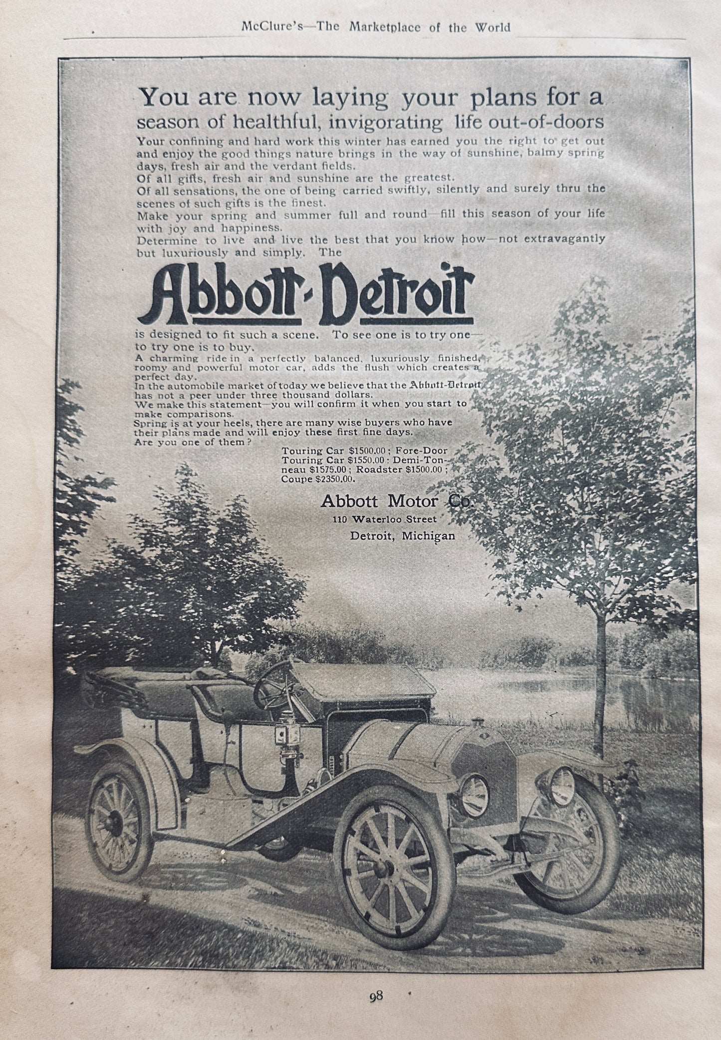 1911 Metzger Motor Car Co Everitt "30" & Abbott-Detroit Automobile Ad #N1372