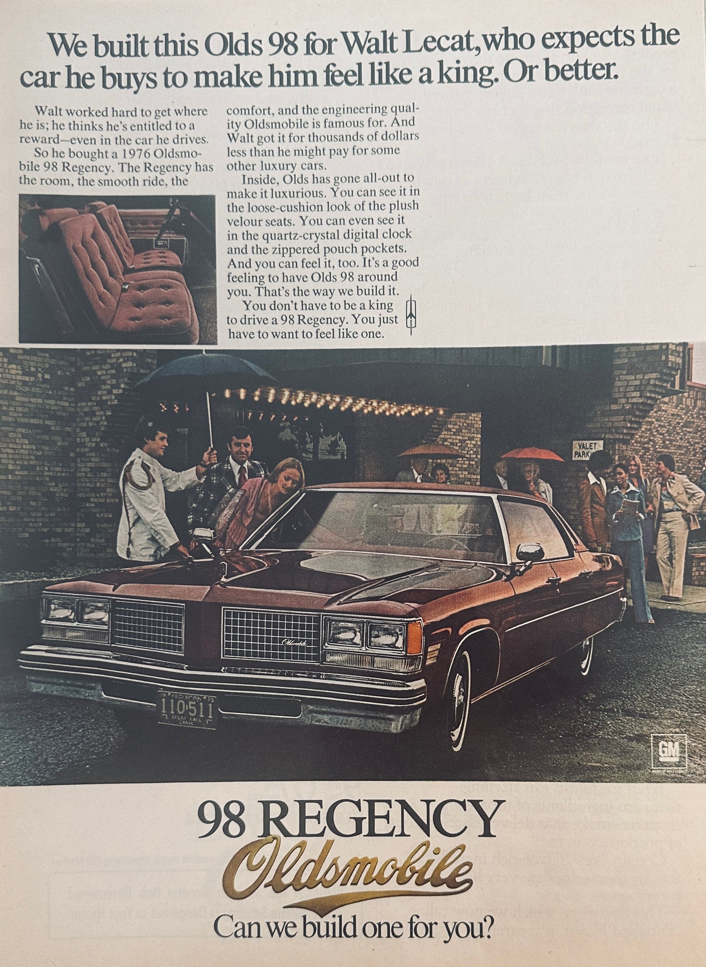 1976 Oldsmobile 98 Regency Built for Walt Lecat - Magazine Ad