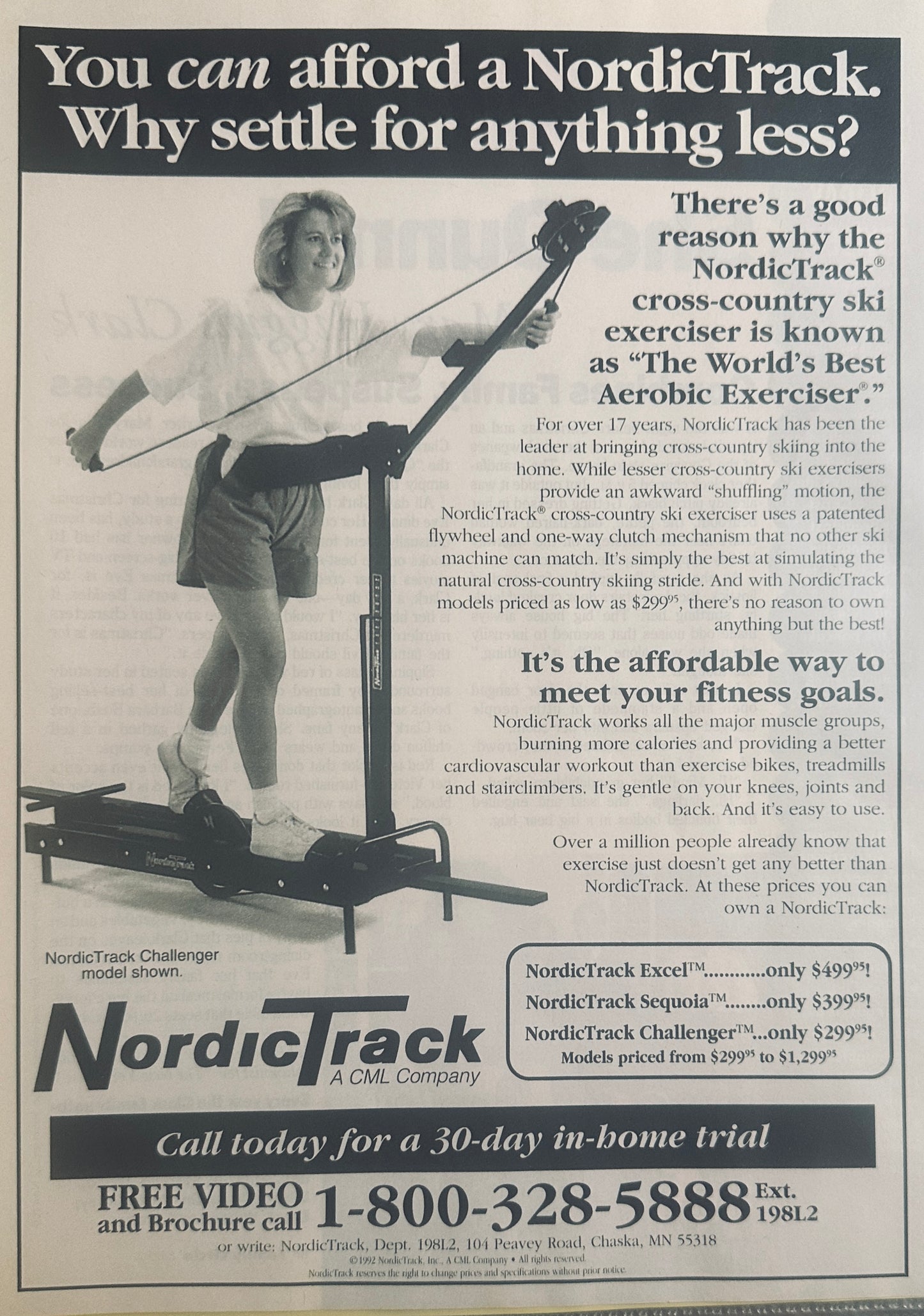 1992 Nordic Track Exerciser  Promotional Ad Meet your Fitness Goals