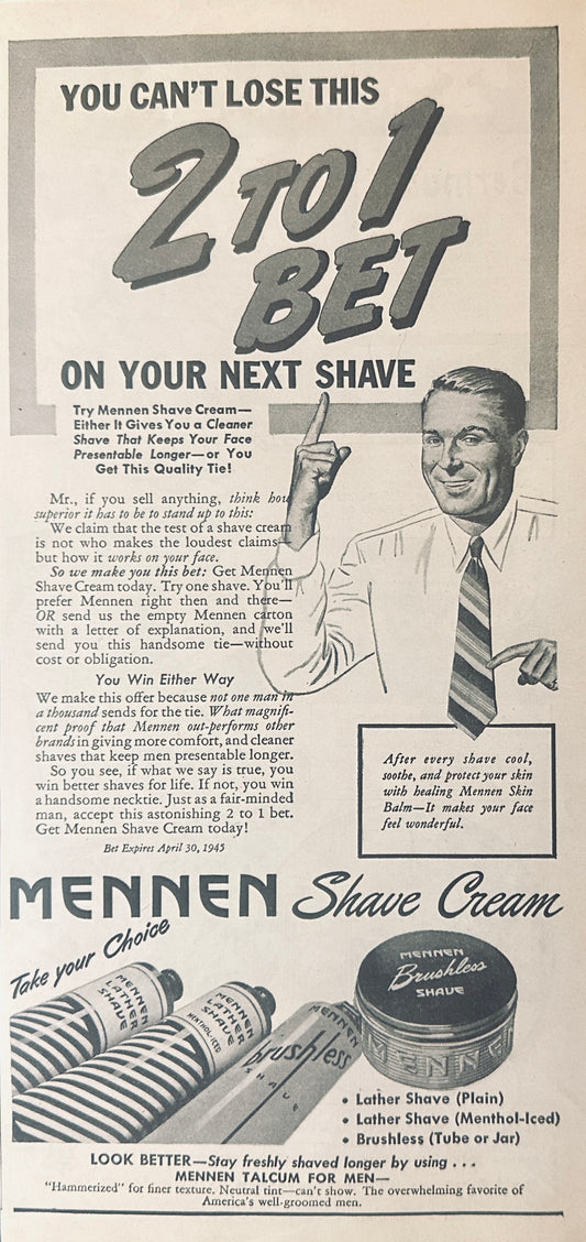 1944 Mennen Shave Cream & Bell System Bermuda Telephone Tours Magazine Ad