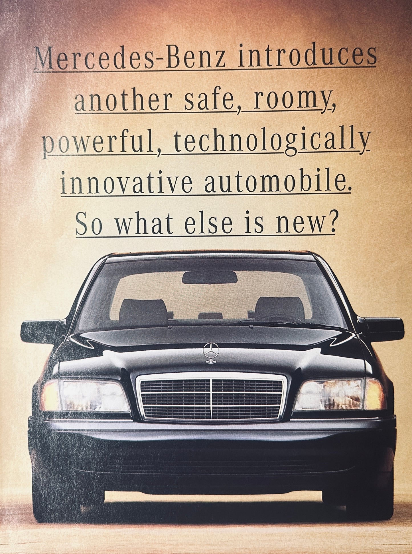 1993 3-Page Centerfold Black Mercedes C-Class Sedan Magazine Ad