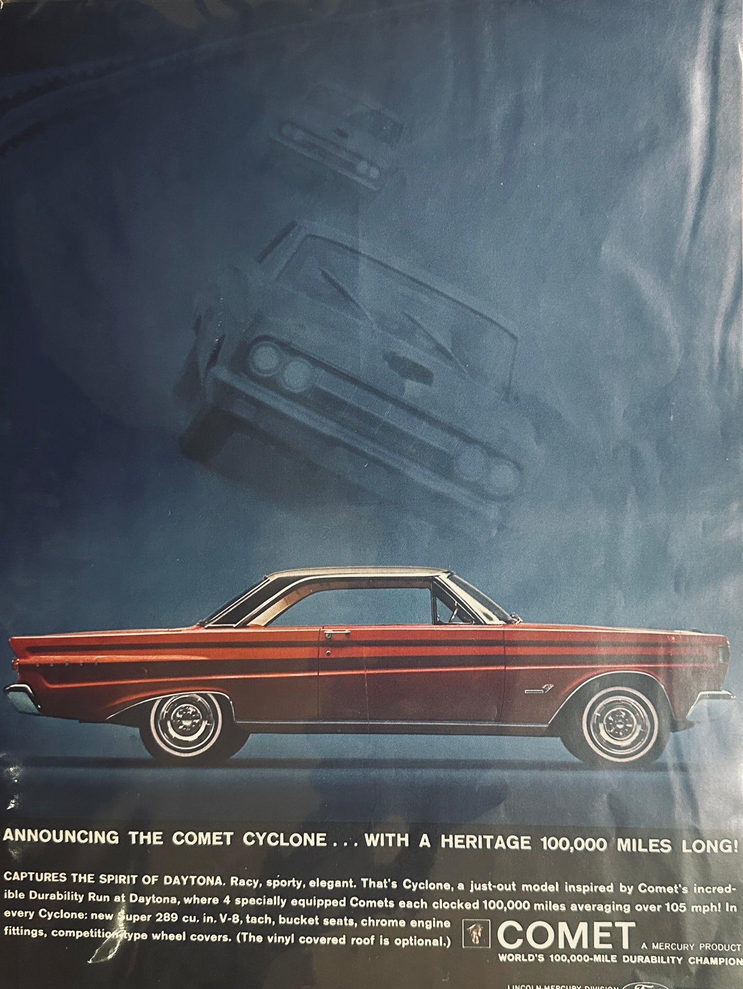 1964 Mercury Comet Black over Red - NASCAR - heritage Magazine Ad