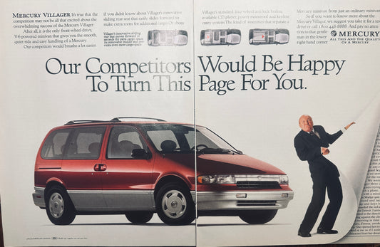 1993 Mercury Villager Minivan - 2-Page Magazine Ad - Turn the Page