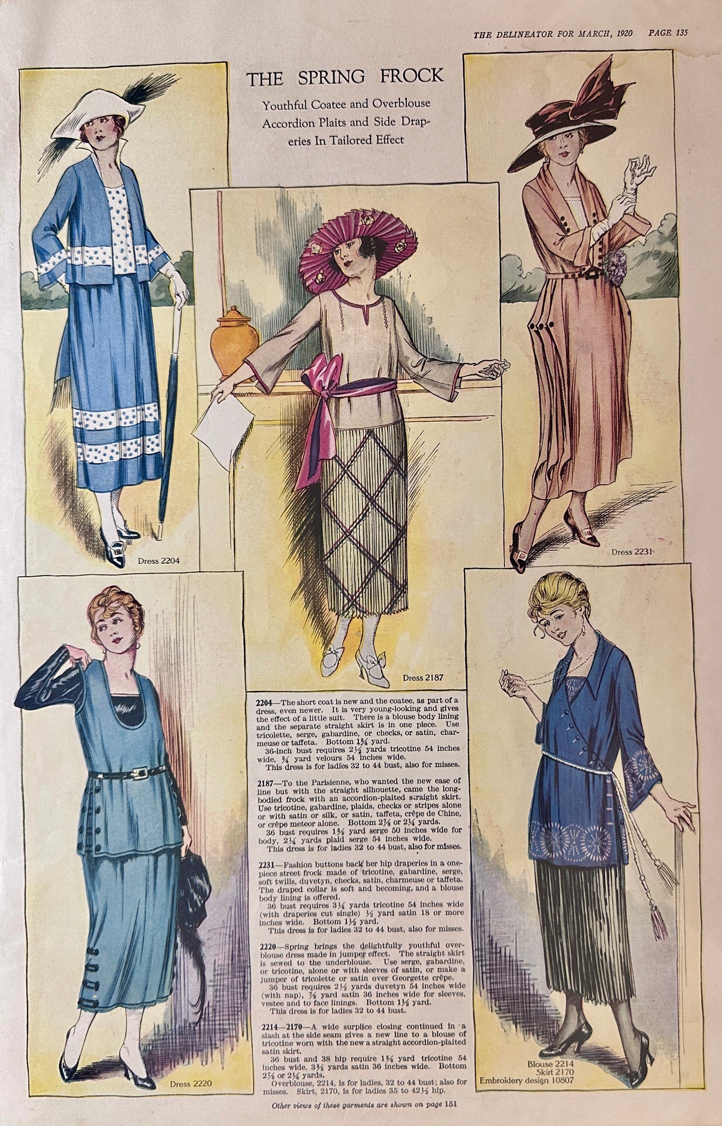 1920 (4) Double-Sided French Dress Styles Ad# Set 125