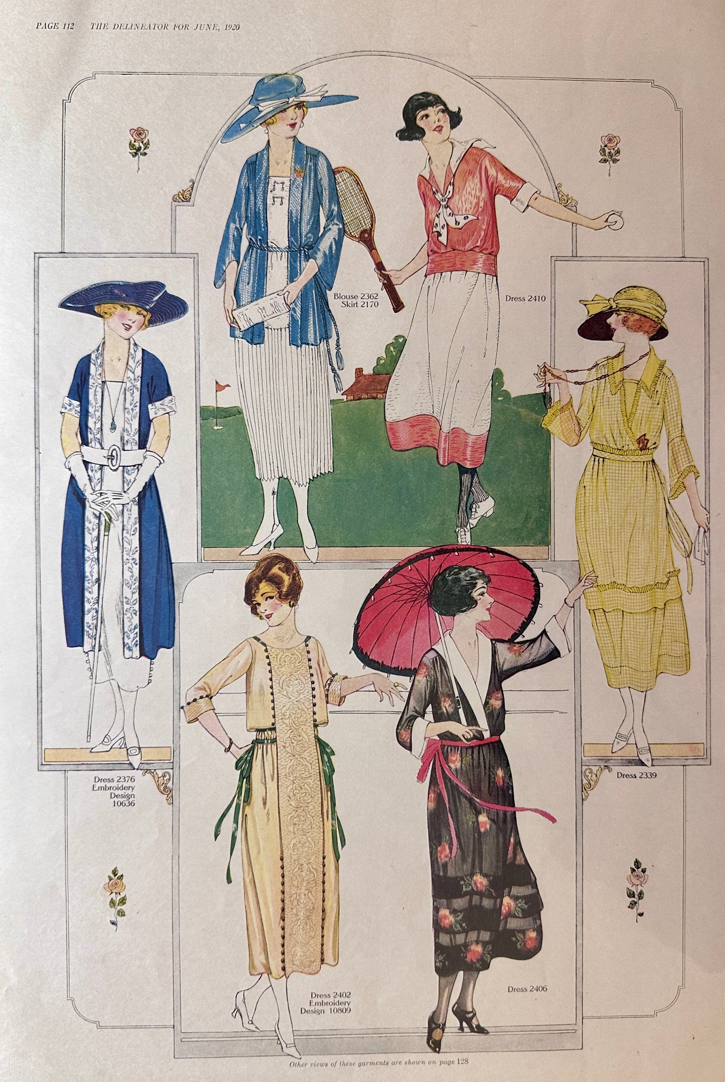 1920 (4) Double-Sided French Dress Styles Ad# Set 125