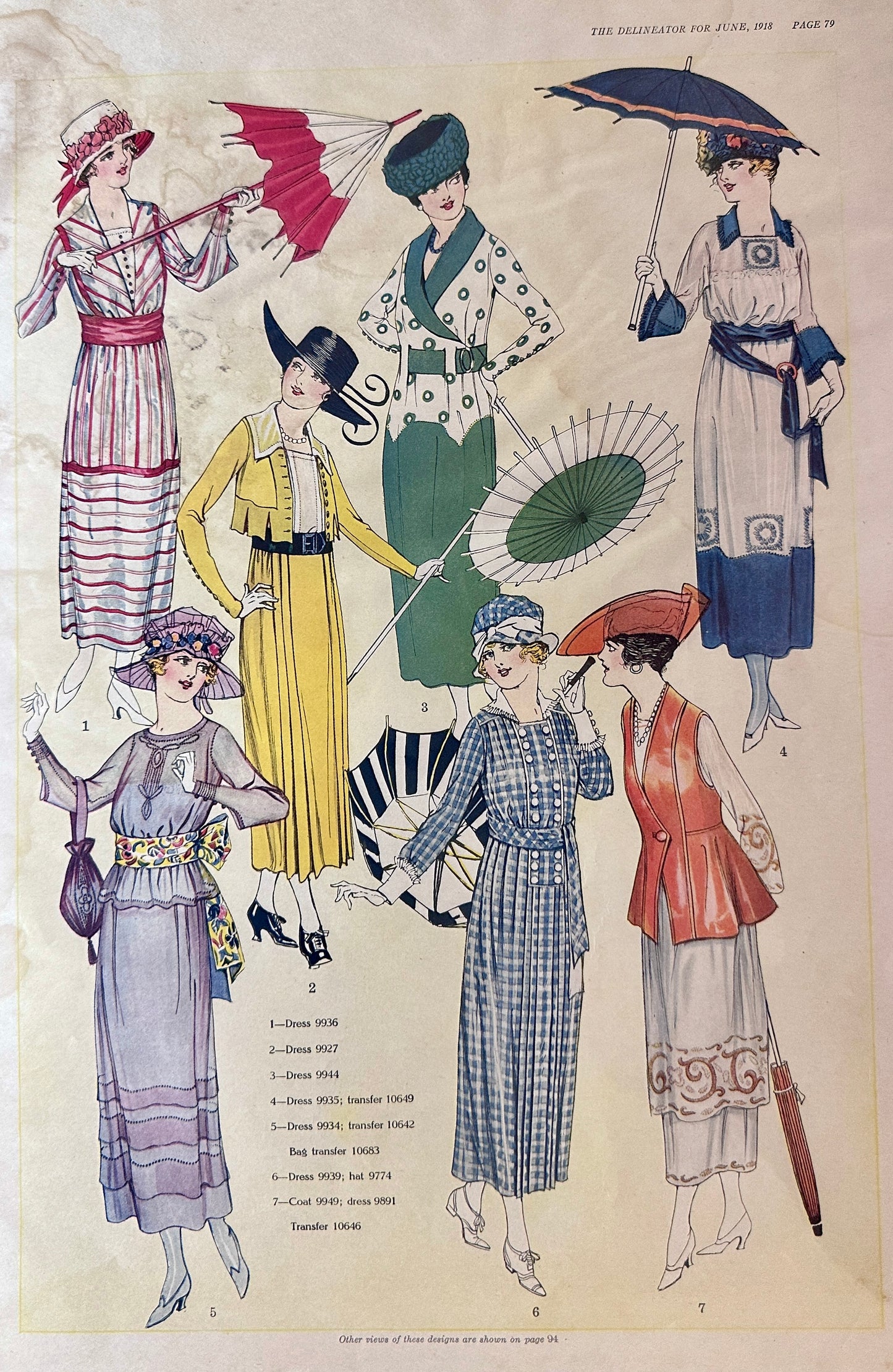 1918 (3) Double-Sided  WWI Era Dress Styles Ad# Set 124