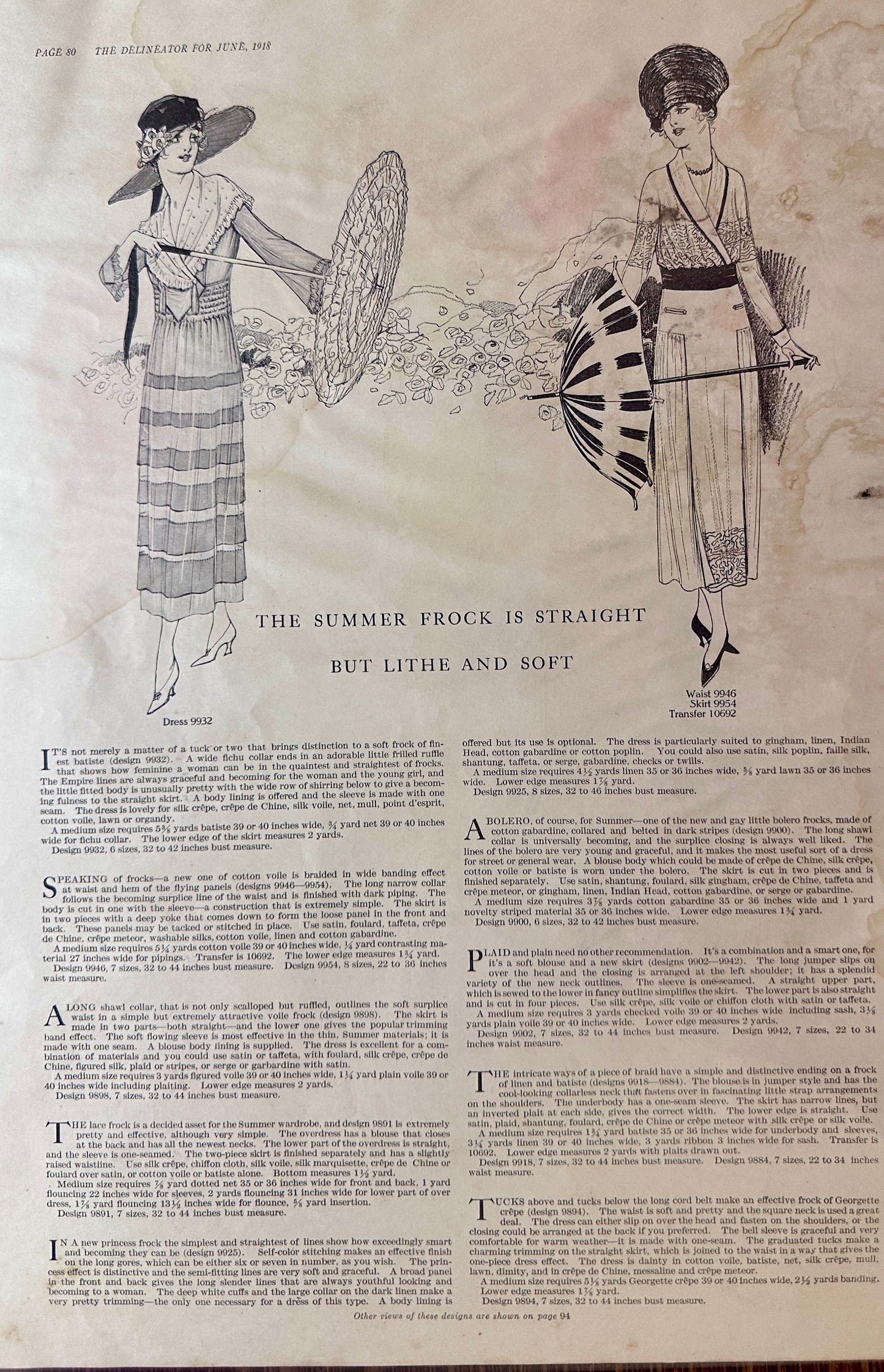 1918 (3) Double-Sided  WWI Era Dress Styles Ad# Set 124