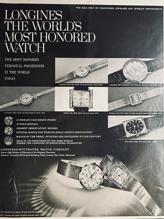 1966 Longines - The World's Most Honored Watch - Magazine Ad