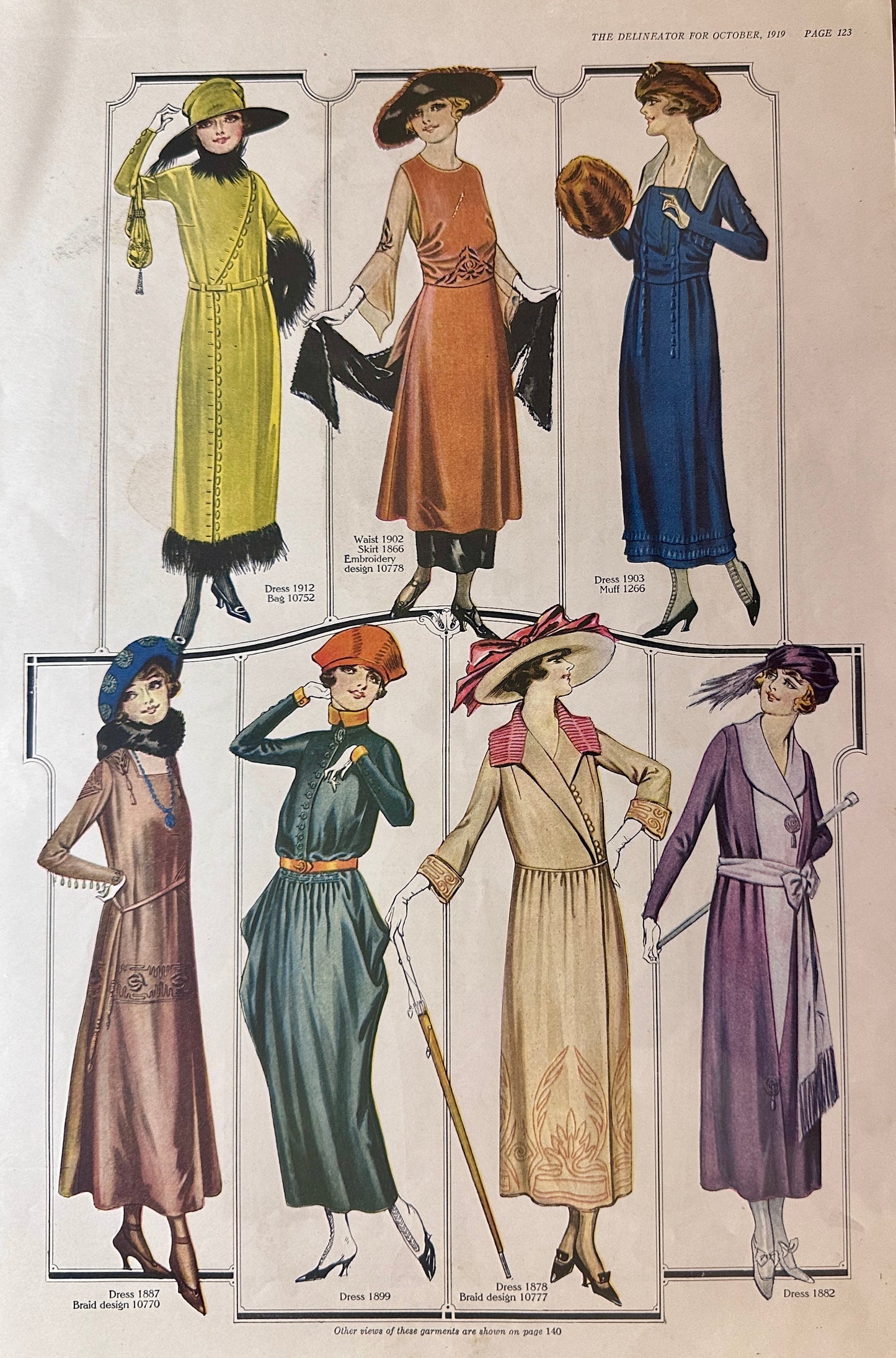 1918 (3) Double-Sided  WWI Era Dress Styles Ad# Set 124