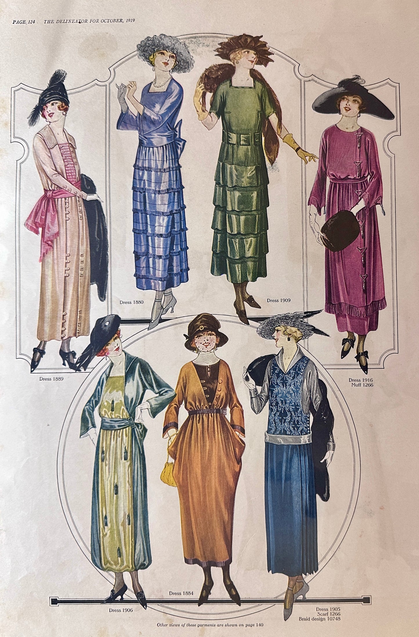 1918 (3) Double-Sided  WWI Era Dress Styles Ad# Set 124