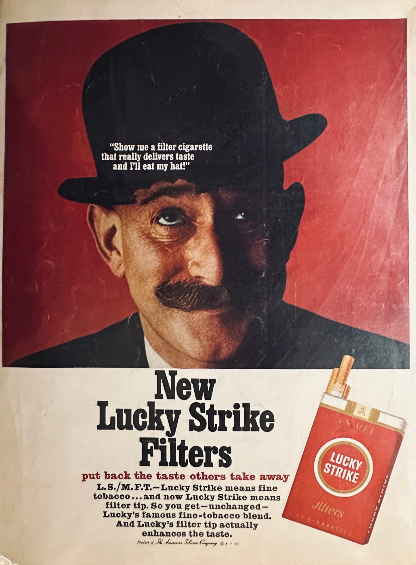 1966 Lucky Strike Filter Tip - Eat My Hat - Magazine Ad