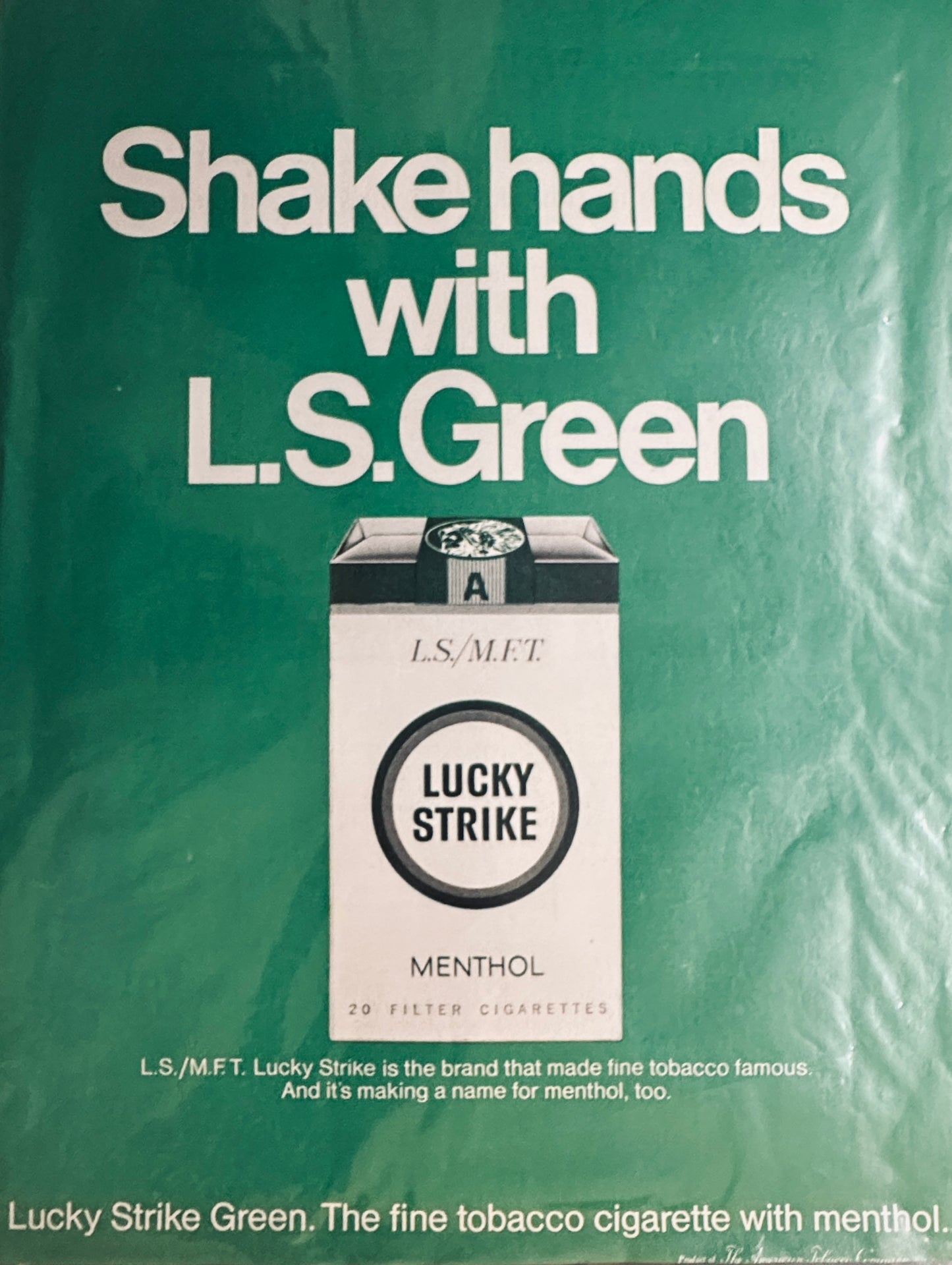 1966 Shake Hands with L.S. Green - Lucky Strike Menthol Cigarette Magazine Ad