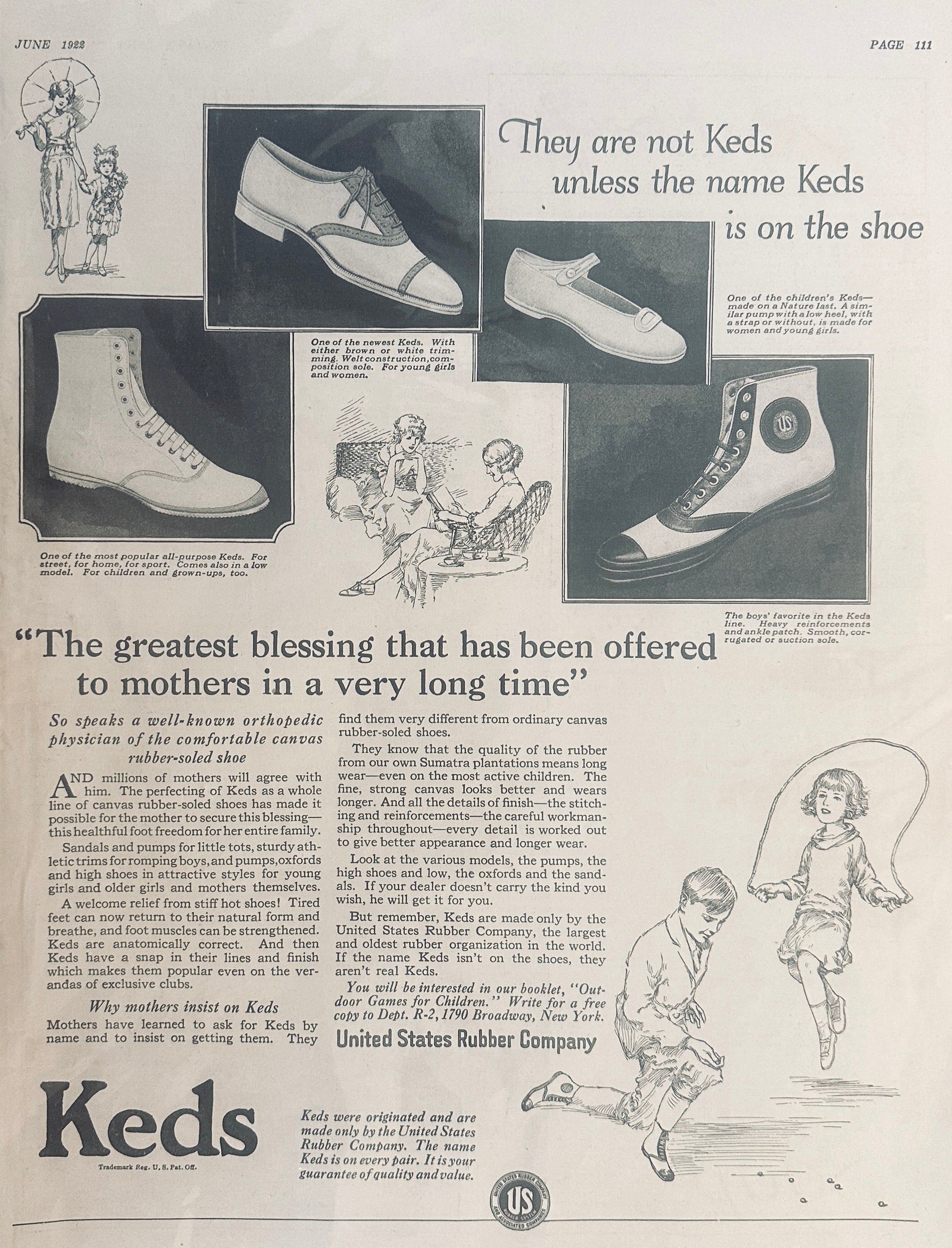1922 KEDS Shoe Promotional Ad Keds Name on Every Shoe #527