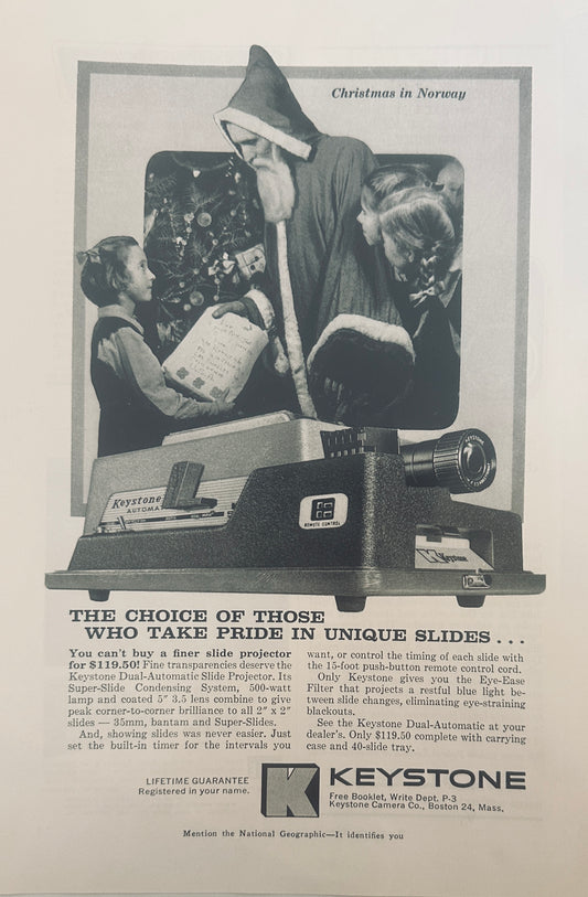 1959 Keystone Slide Projector - Christmas in Norway - Magazine Ad