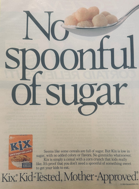 1994 General Mills Kix Cereal - No Spoonful of Sugar - Magazine Ad