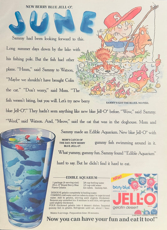 1992 June Jello Berry Blue Edible Aquarium Magazine Ad