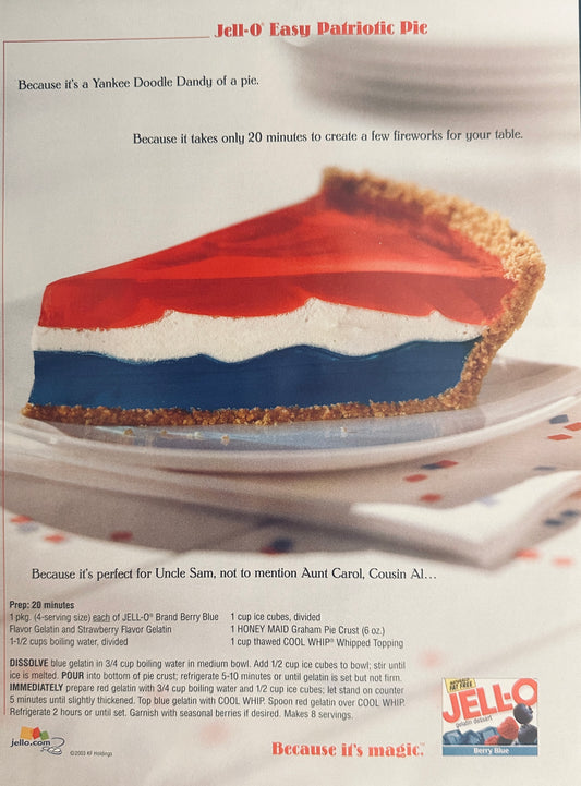 2003 Jell-o Jello Easy Patriotic Pie Magazine Ad