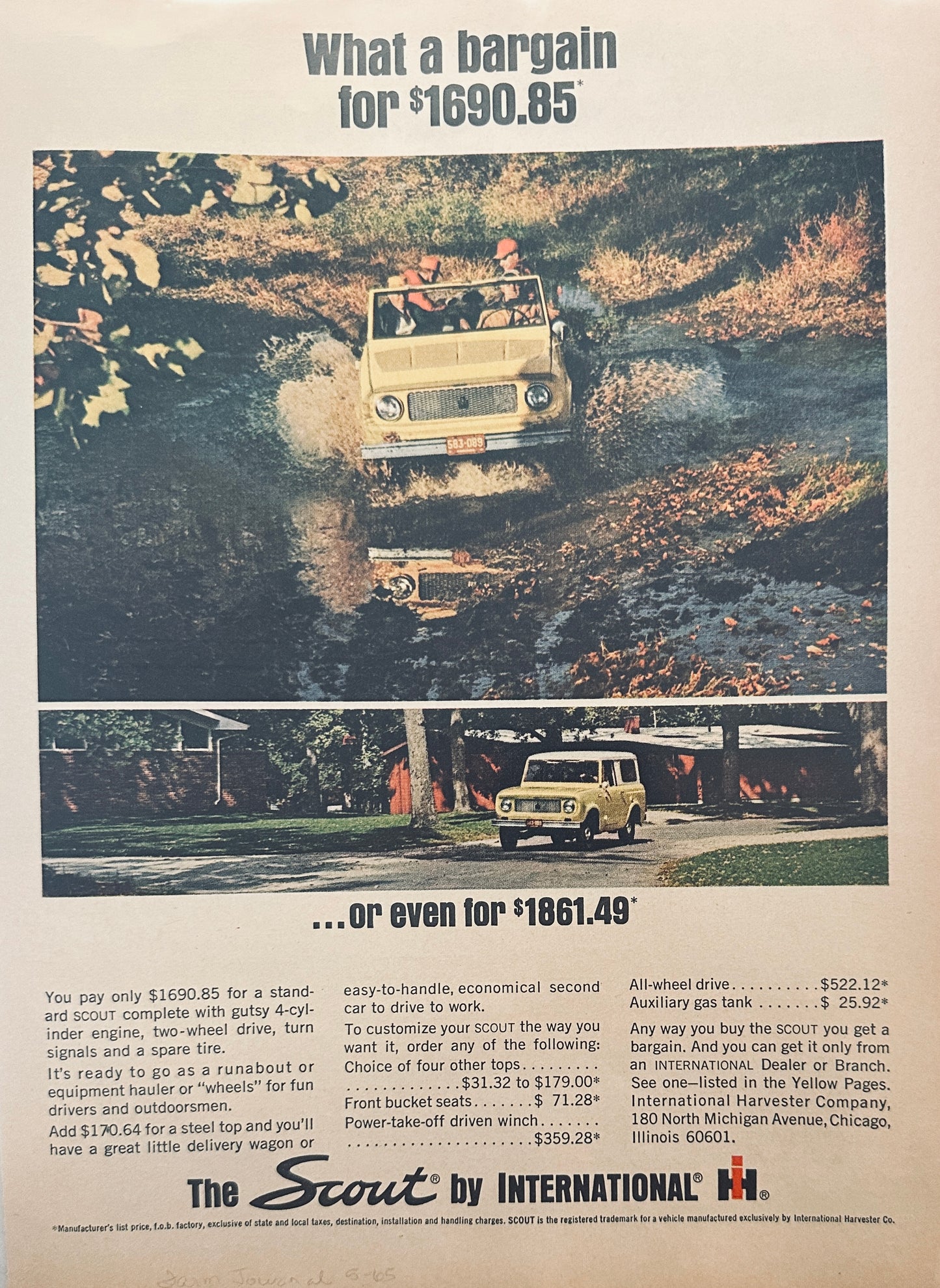 1965 International SCOUT Front & Back Magazine Ad