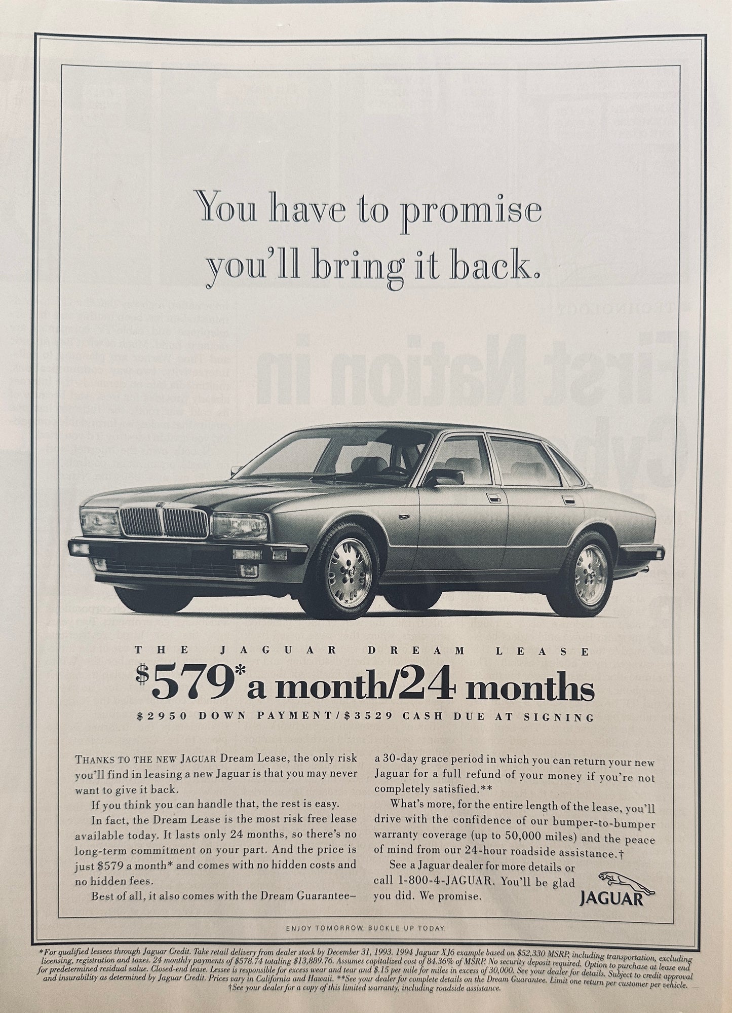 1993 Jaguar XJ6 Dream Lease Magazine ad