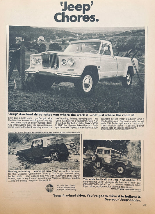 1967 Jeep Gladiator, Jeepster, and Jeep Universal - Jeep Chores Magazine Ad