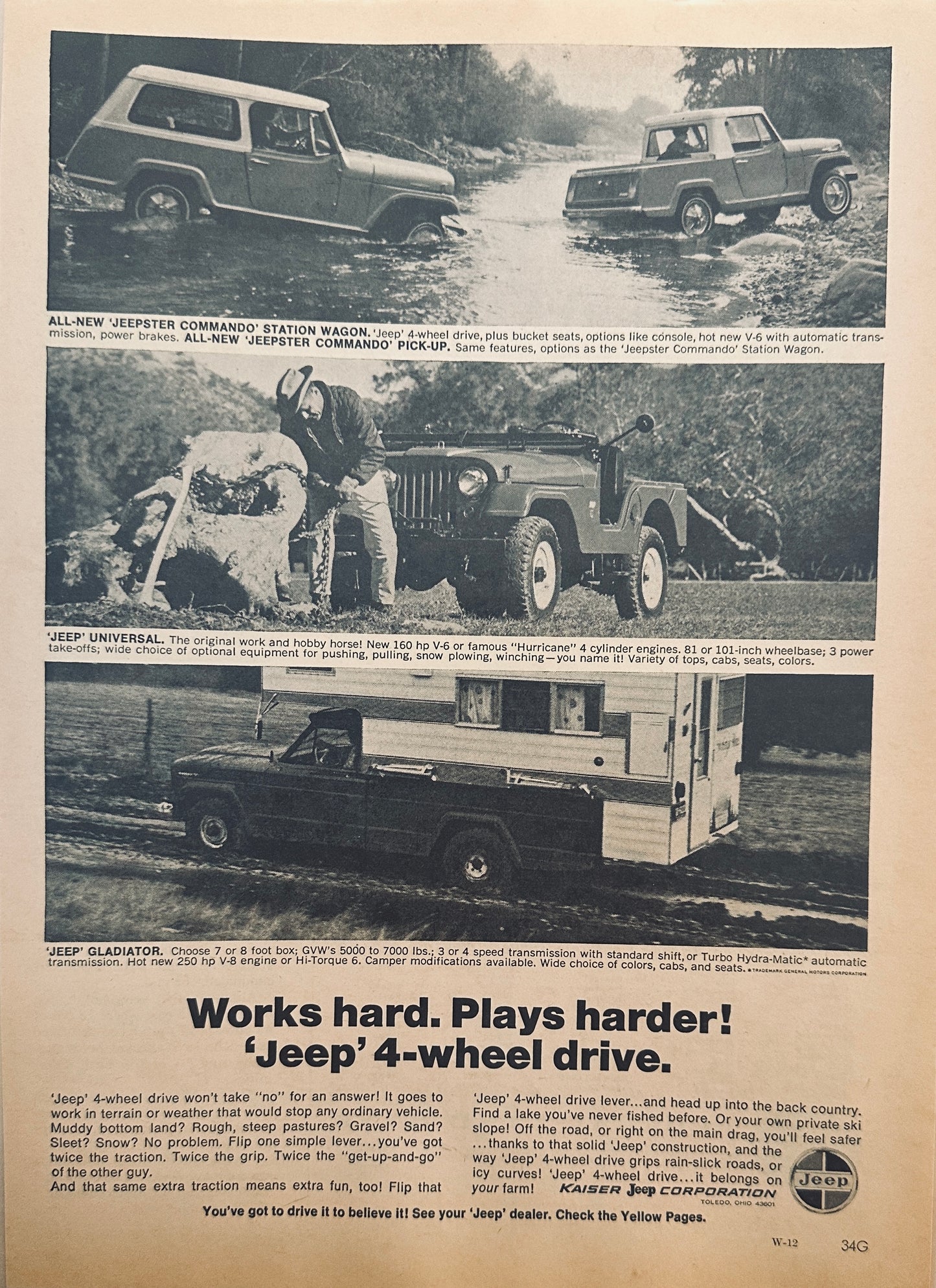 1967 Jeepster Wagon, Jeepster Pickup, Universal and Gladiator Ad Works Hard