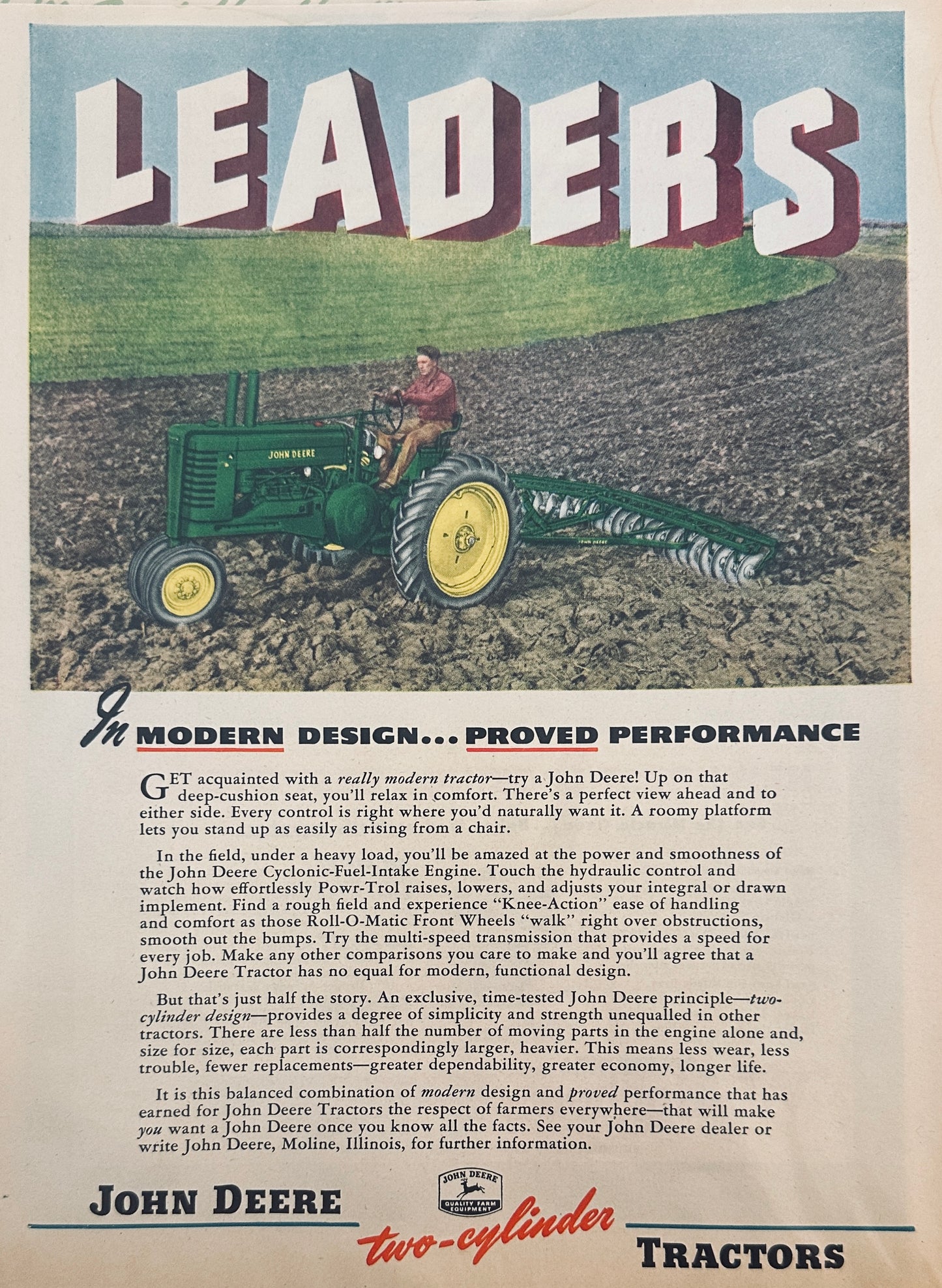 1949 John Deere Tractor Magazine Ad