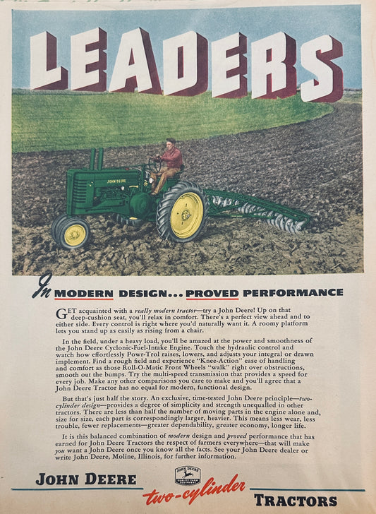 1949 John Deere Tractor Magazine Ad