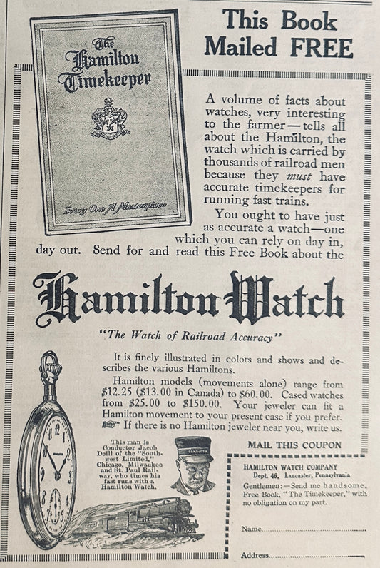 1915 Hamilton Pocket Watch the Watch of Railroad Accuracy - #503