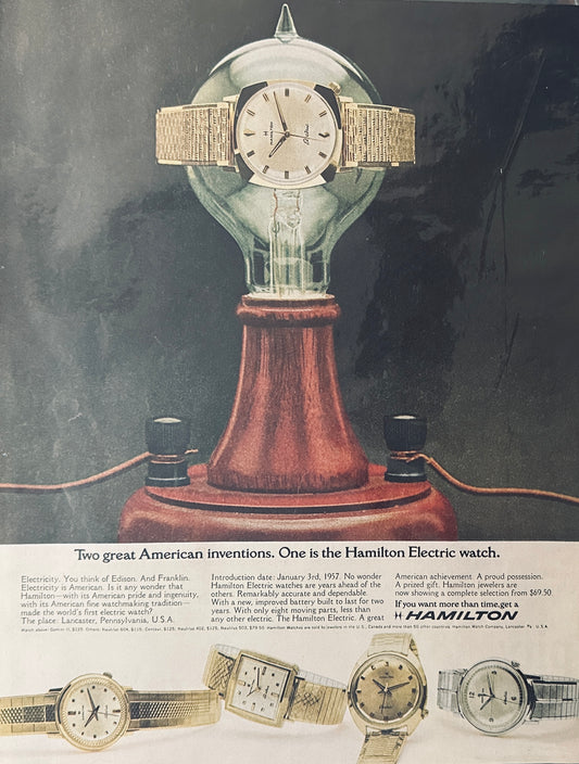 1957 Hamilton Electric Watch - Wristwatch - Magazine Ad