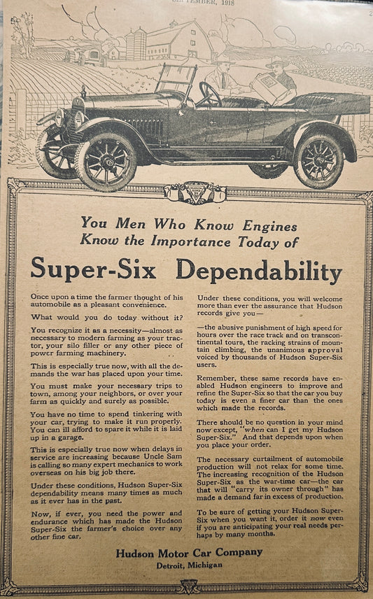 1918-1925 Lot of (3) Hudson Automobile Ads Lot# A152-1-2-3