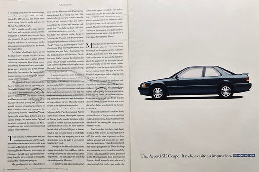 1993 2-Page Honda Accord SE Coupe Magazine Ad