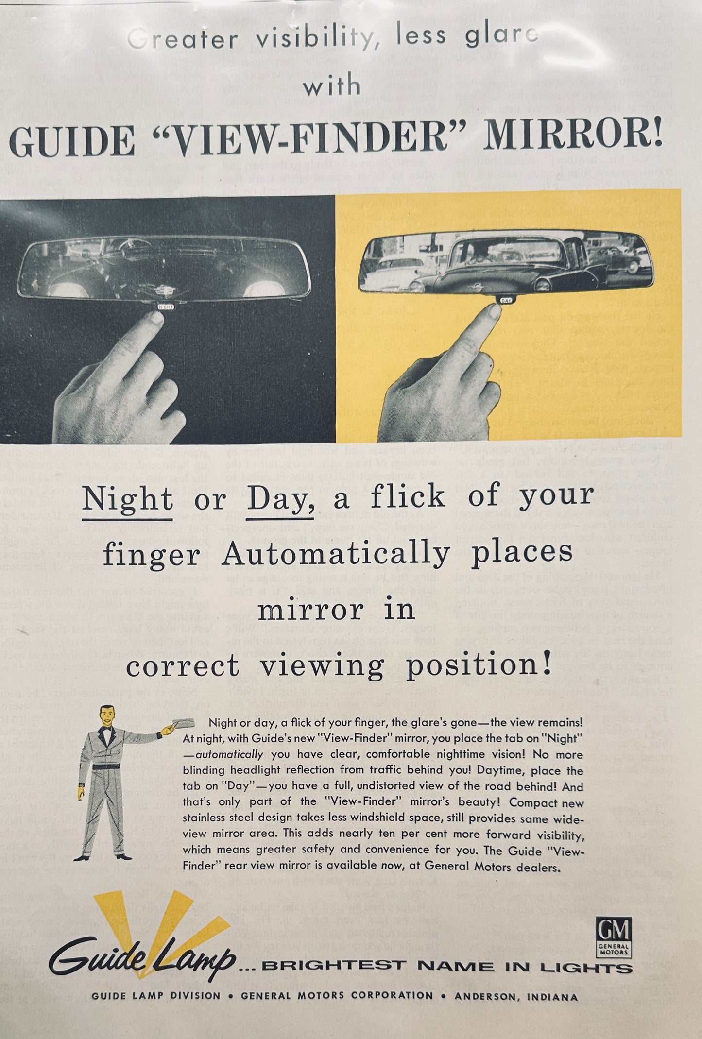 1957 Guide Lamp View-Finder Mirror Magazine Ad