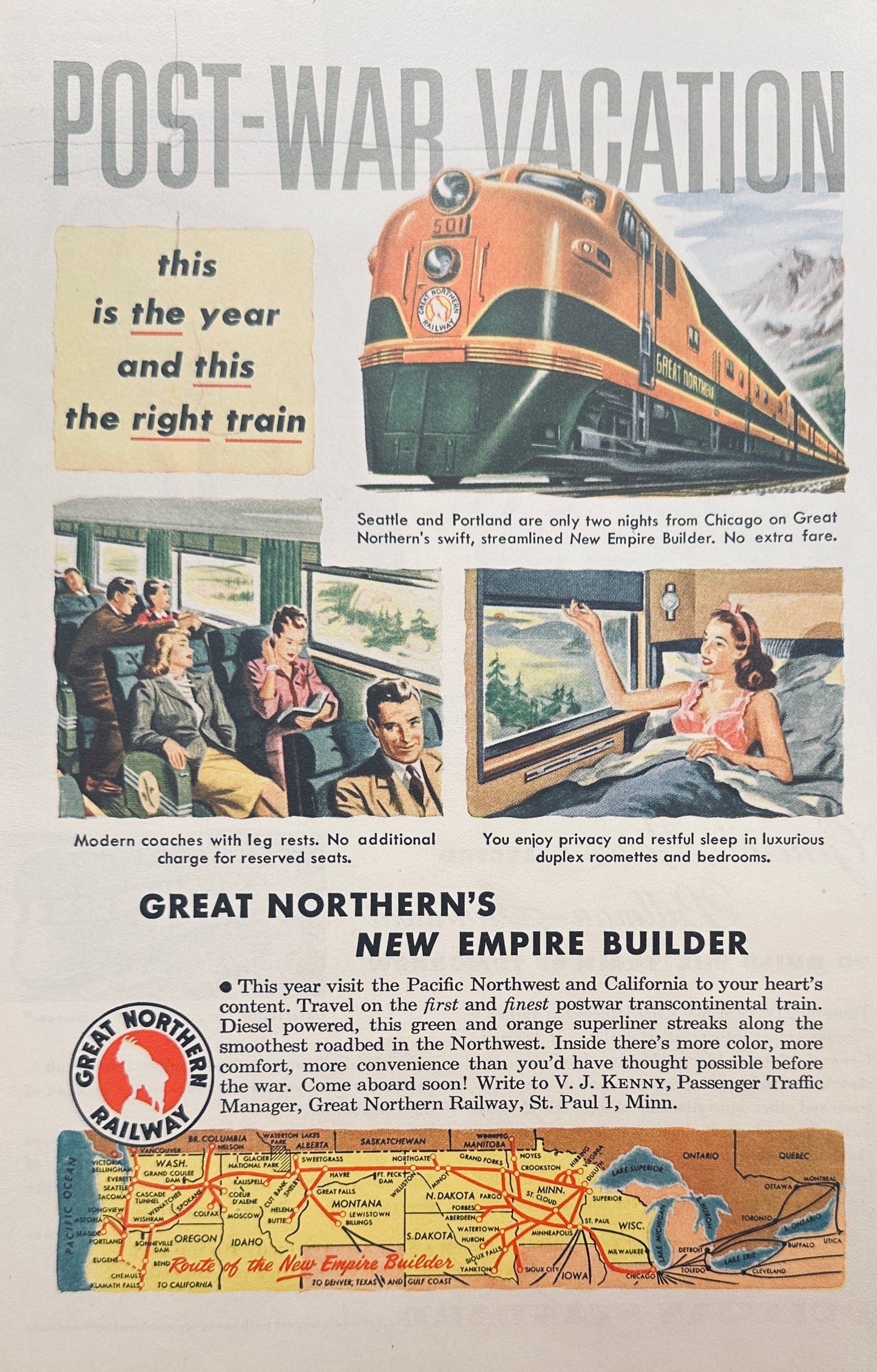 1947 Great Northern and Pullman Standard Magazine Ad