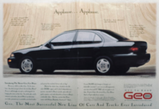 1993 Geo Prism Centerfold Magazine Ad - Applause Applause