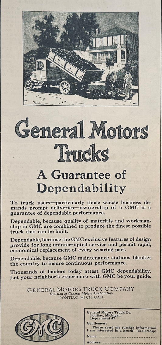1924 General Motors GMC Dump Truck Ad #A145