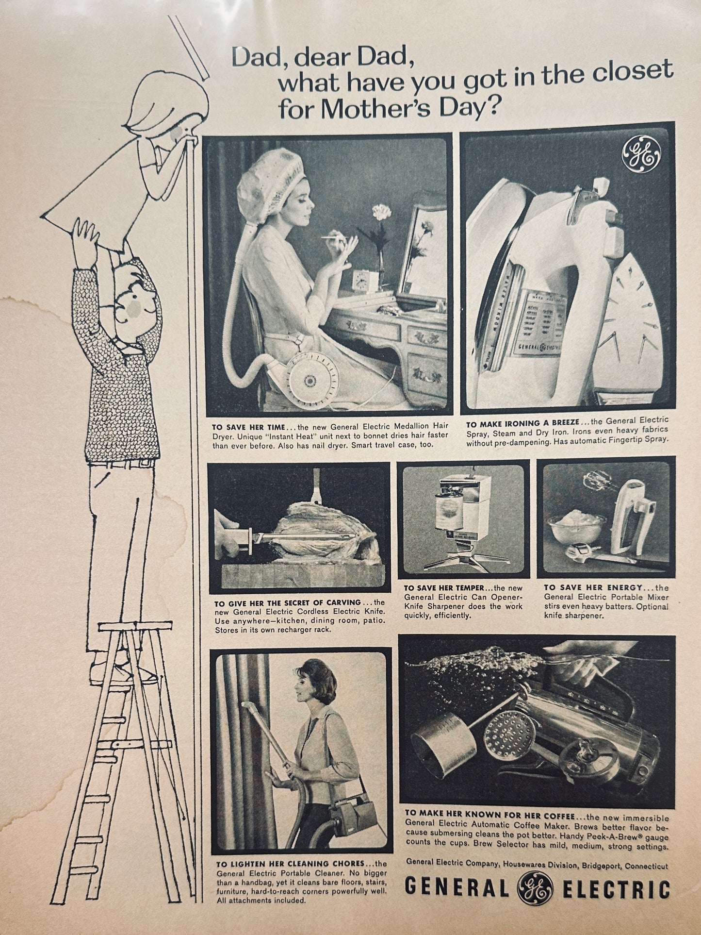 1965 General Electric Mothers Day + Baggies Freezer Bags Magazine Ad