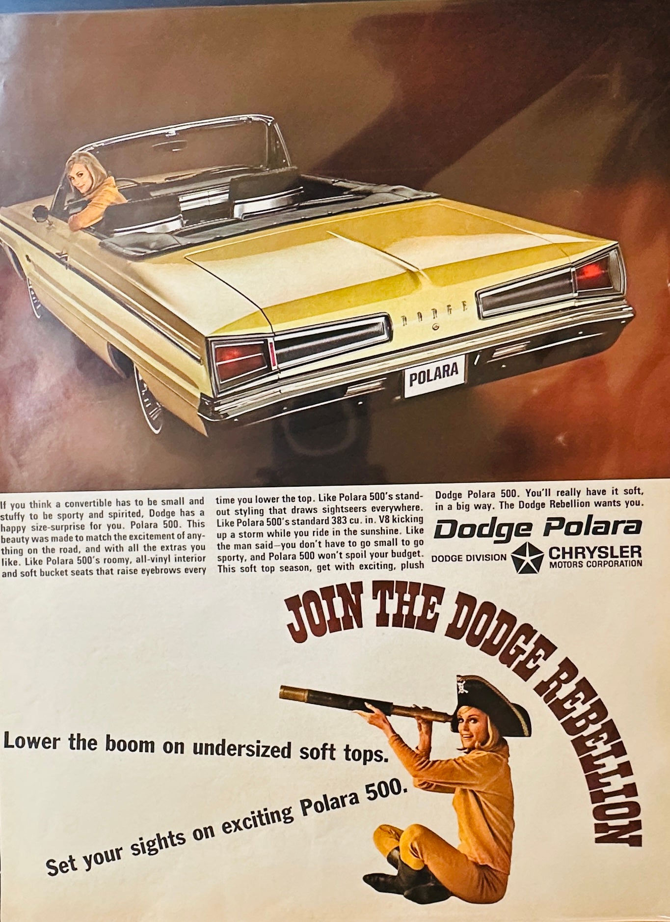 1966 Gold Dodge Polara or Budweiser Beer Advertisement Take your Pick