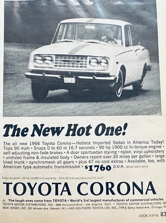 1966 Toyota Corona - the New Hot One! Magazine Ad