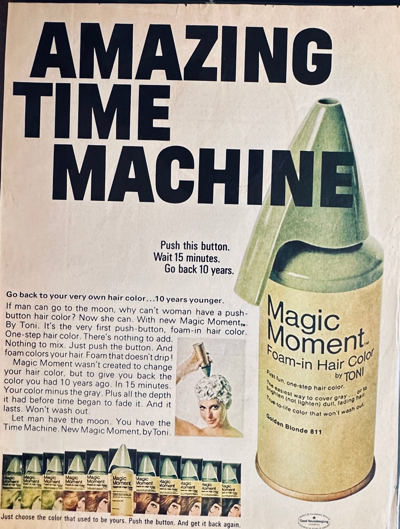 1970 Foam In Hair Color - Magic Moment - By Toni - Magazine Ad