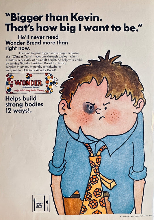 1970 Wonder Bread - Bigger than Kevin & Borden Minced Clams Magazine Ad