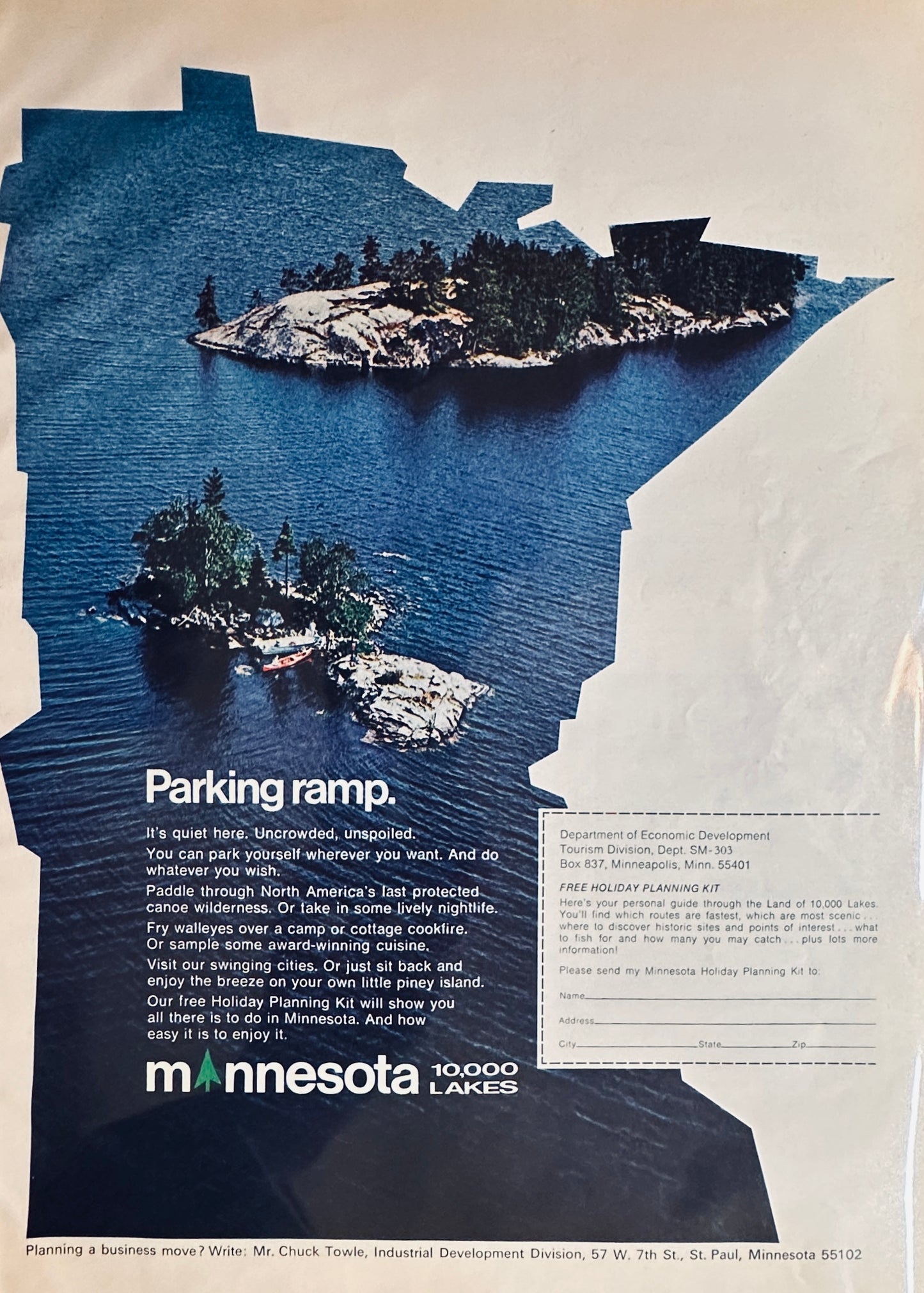 1970 Minnesota 10,000 Lakes Vacation Destination Promotional Ad