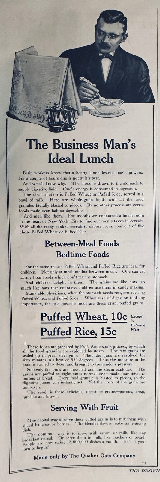 1911 (2) Magazine ads on one page - Quaker Oats Cereals & Royal Baking Powder